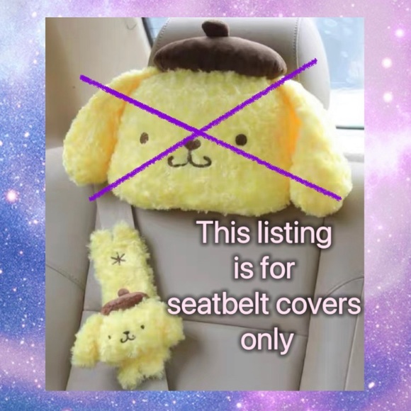 Fuzzy Pompompurin Seatbelt Covers Set - Picture 4 of 4